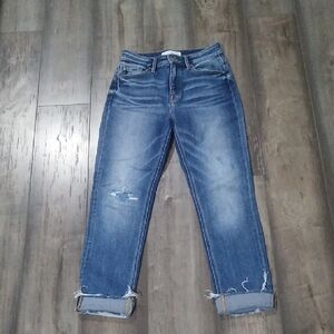 KanCan Distressed Blue Ankle Jeans